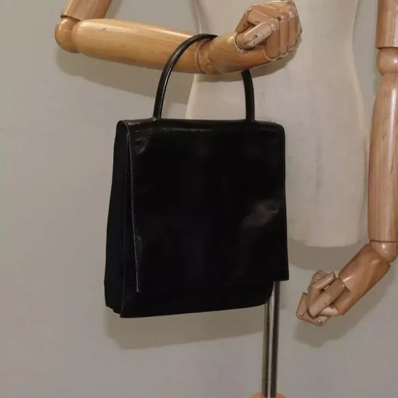 PRADA Hand Bag Nylon Leather Black Auth